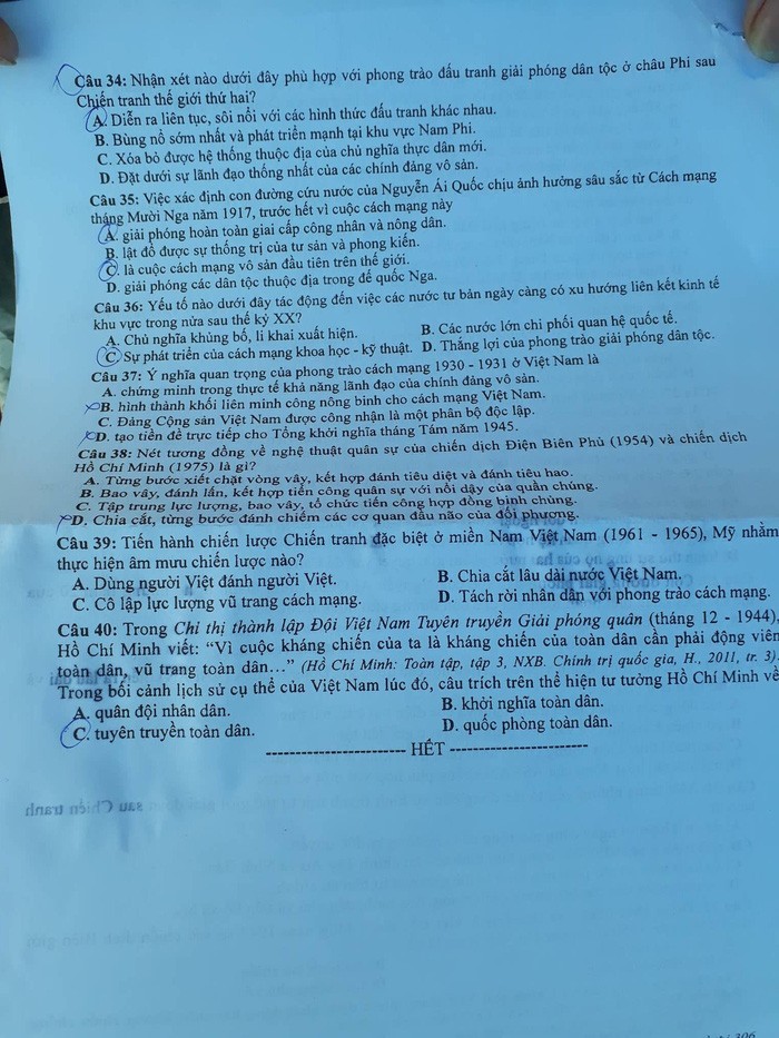 Gợi ý đáp án môn Lịch sử THPT Quốc gia 2018 ảnh 7