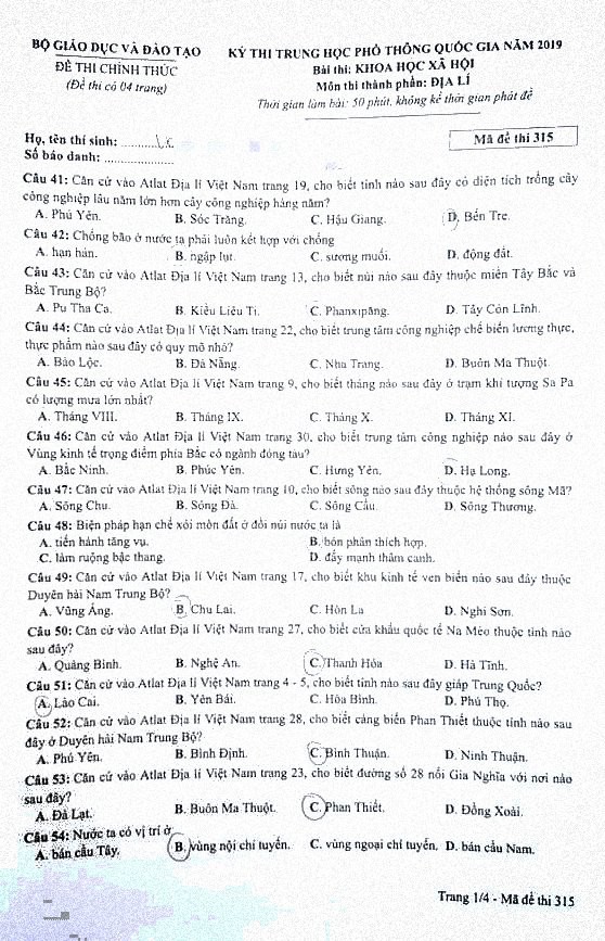 Thí sinh thở phào với đề Địa lý THPT quốc gia 2019 ảnh 1