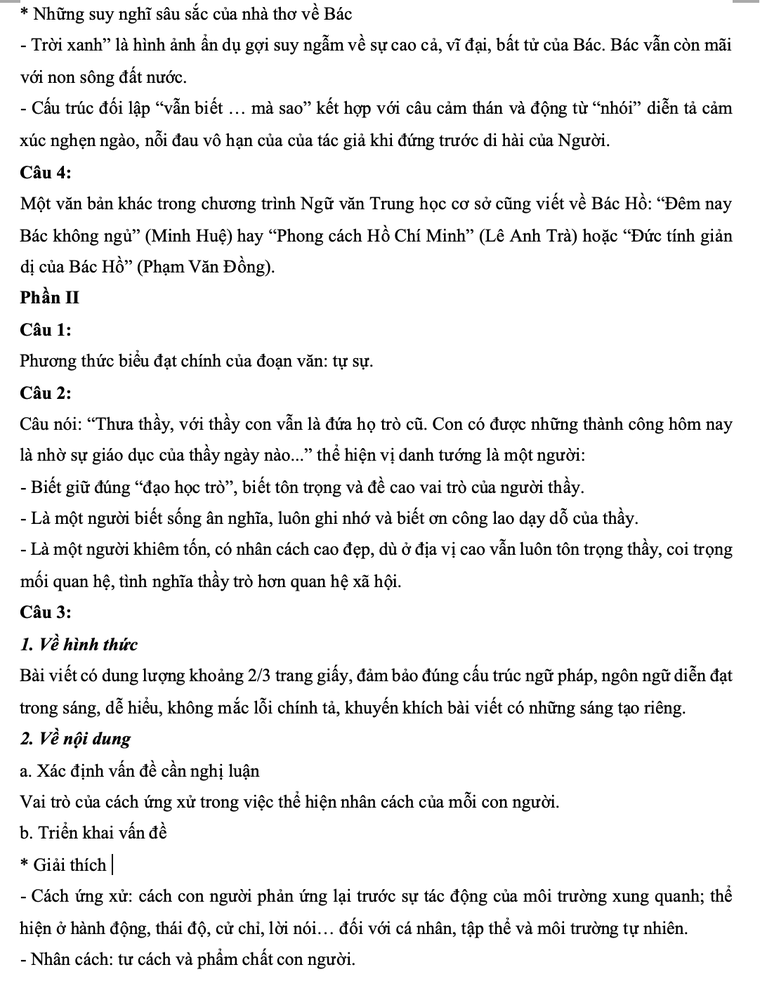 Gợi ý đáp án môn Ngữ văn tuyển sinh vào lớp 10 năm 2020 tại Hà Nội ảnh 3