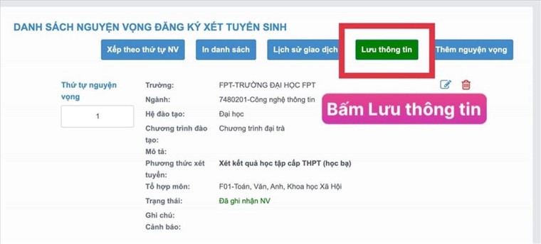 Chi tiết các bước đăng ký xét tuyển nguyện vọng đại học trực tuyến ảnh 9