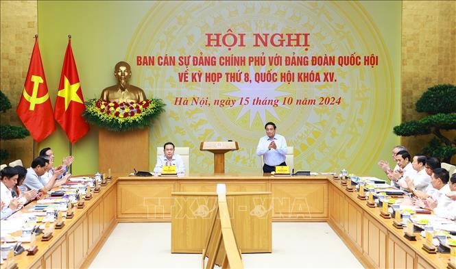 Hội nghị Ban Cán sự Đảng Chính phủ với Đảng đoàn Quốc hội về Kỳ họp thứ 8, Quốc hội khóa XV ảnh 1