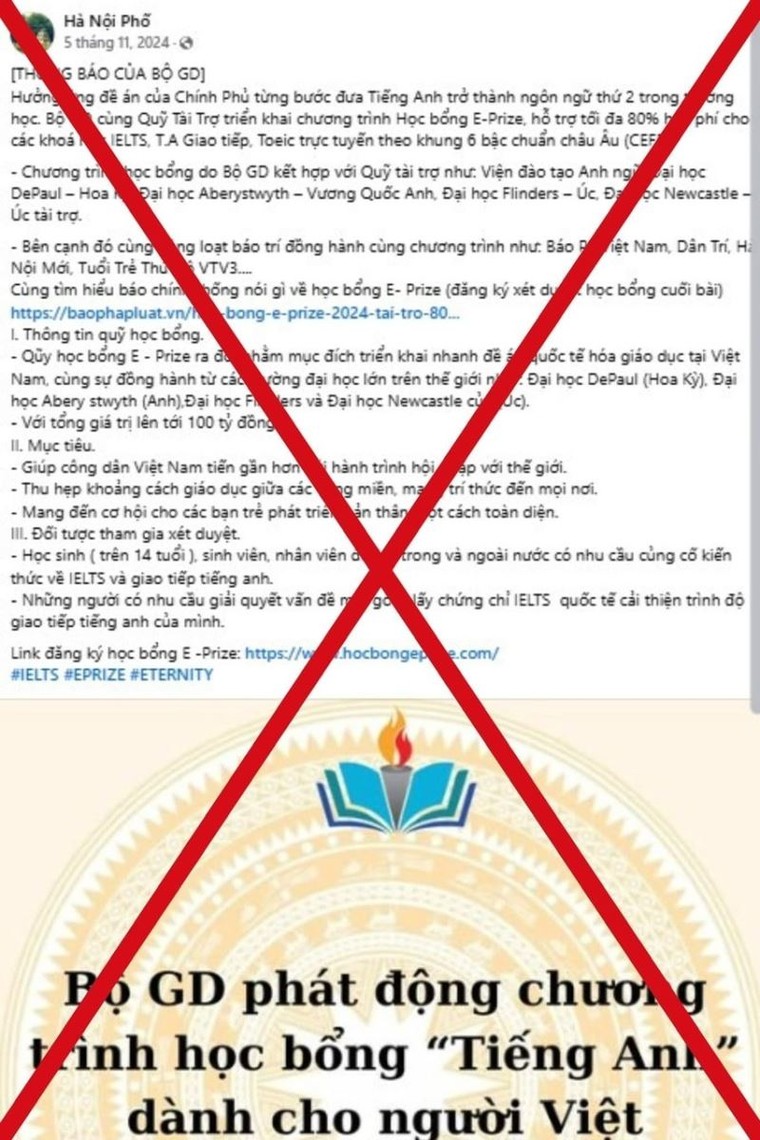 Bộ Giáo dục và Đào tạo cảnh báo chương trình học bổng tiếng Anh giả mạo ảnh 3