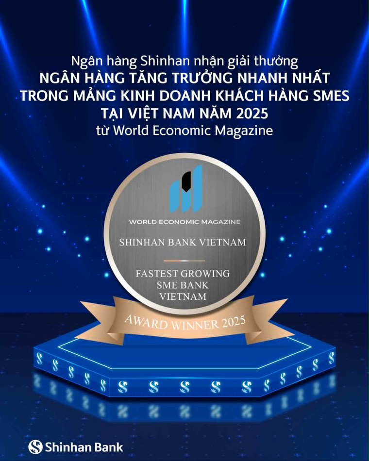 Ngân hàng Shinhan đón nhận giải thưởng “Ngân hàng tăng trưởng mảng kinh doanh SME nhanh nhất năm 2025” từ World Economic Magazine ảnh 1