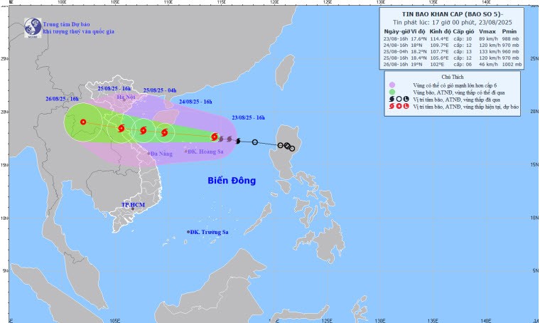 Bão số 5 gây rủi ro thiên tai cấp 4 cho vùng biển Thanh Hóa đến TP Huế ảnh 1