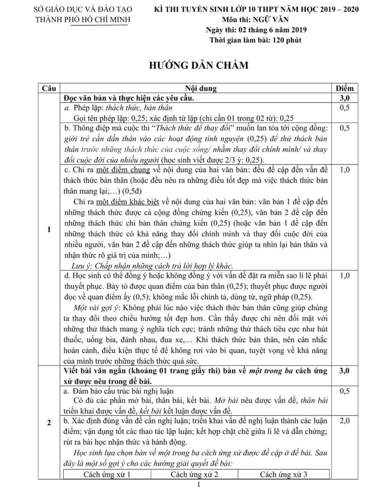 TP Hồ Chí Minh công bố đáp án ba môn thi tuyển sinh vào lớp 10 ảnh 3