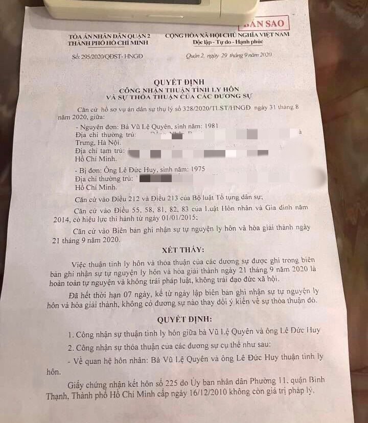 Ca sĩ Lệ Quyên chính thức ly hôn sau tin đồn hẹn hò ảnh 1