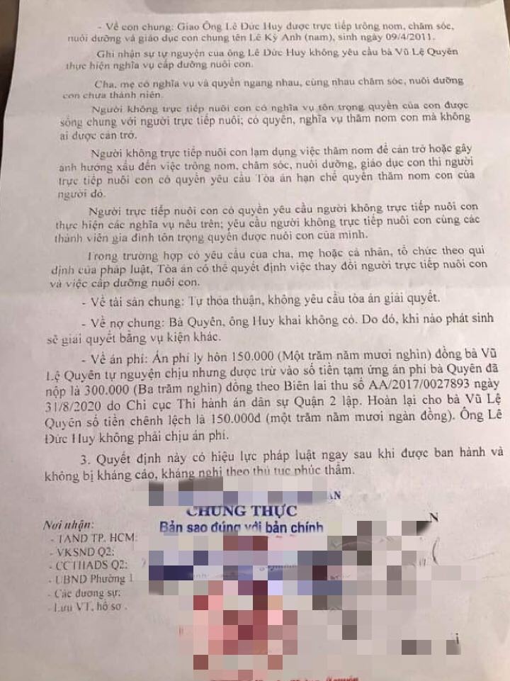 Hậu ly hôn, Lệ Quyên dọn ra ngoài sống, con trai ở cùng cha ảnh 1