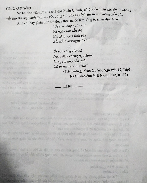 Đề thi thử THPT quốc gia 2019 môn Ngữ Văn tại Hà Nội bám sát chương trình trong sách giáo khoa ảnh 2