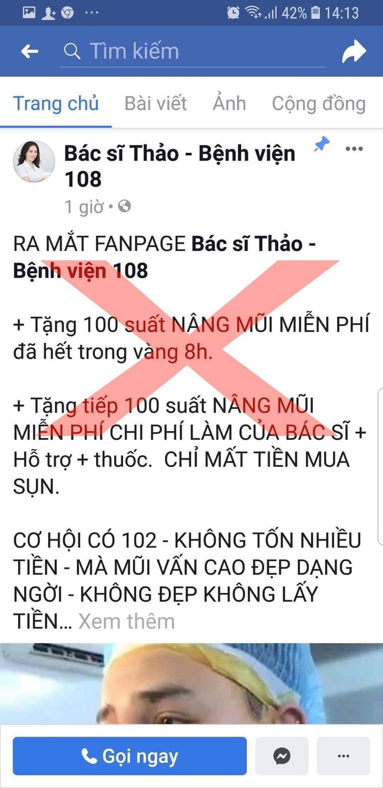Giả mạo BV Trung ương Quân đội 108 để lừa bán mỹ phẩm, thực phẩm chức năng ảnh 3