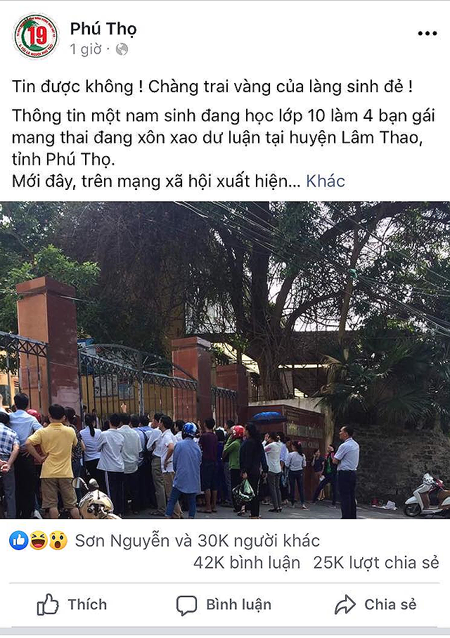 Sở Giáo dục Phú Thọ thông tin vụ nam sinh lớp 10 làm bốn bạn mang thai ảnh 1