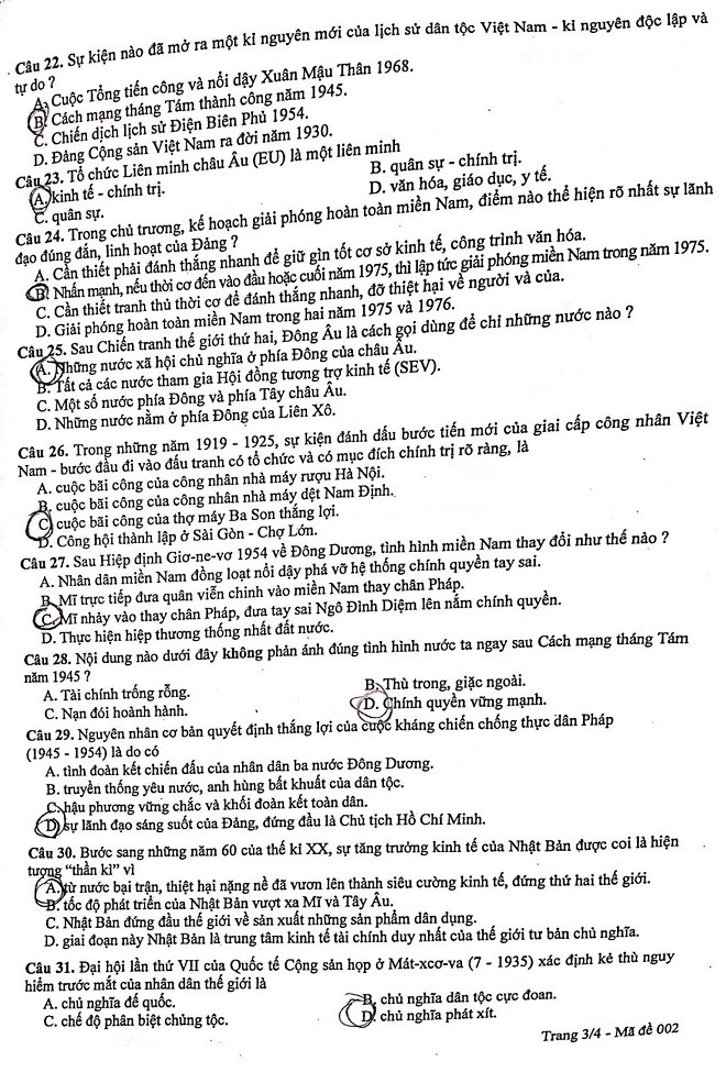 Đáp án đề thi vào lớp 10 môn Lịch sử tại Hà Nội ảnh 3