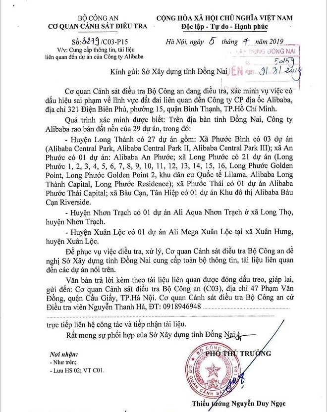 Bộ Công an vào cuộc xác minh các dự án ‘ma’ của Alibaba ở Đồng Nai ảnh 1