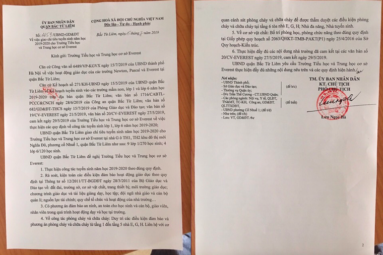 Trường liên cấp Everest: Quận đã giao chỉ tiêu tuyển sinh năm học 2019- 2020 cho nhà trường ảnh 3