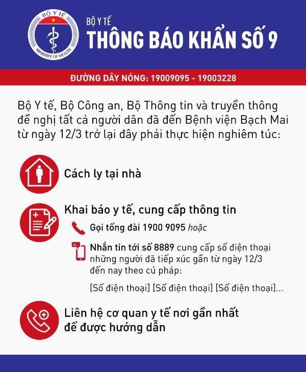 Ba việc cần làm của tất cả những ai đã đến Bệnh viện Bạch Mai từ ngày 12/3 ảnh 1