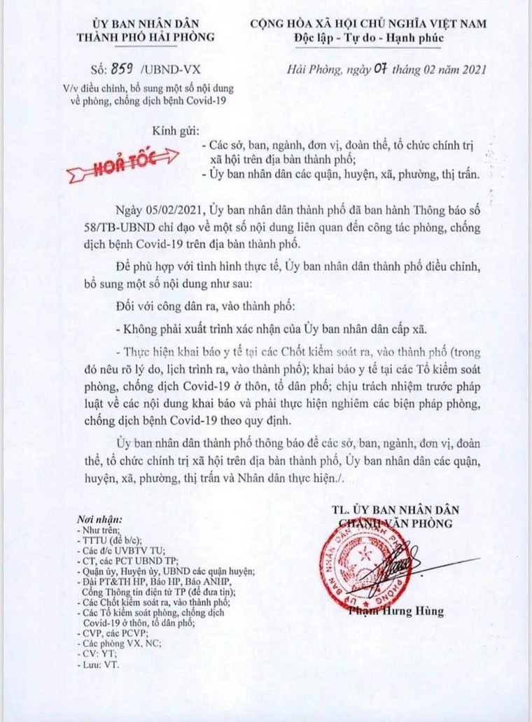 Hải Phòng bỏ quy định muốn ra vào thành phố phải có giấy xác nhận ảnh 1