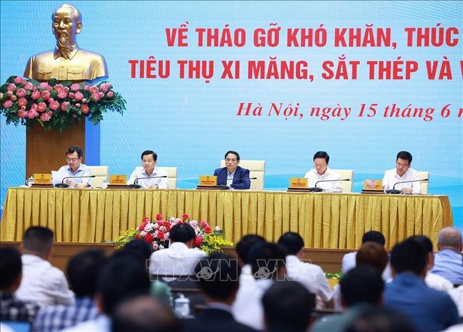 Thủ tướng Phạm Minh Chính chủ trì Hội nghị tháo gỡ khó khăn ngành vật liệu xây dựng ảnh 1