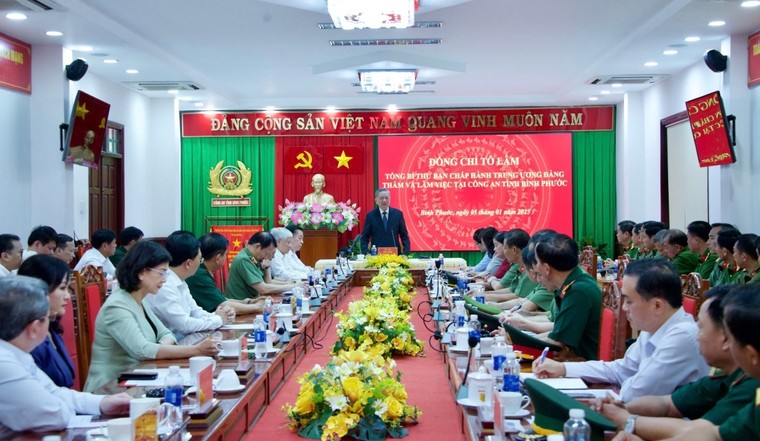 Tổng Bí thư Tô Lâm thăm và làm việc tại Công an tỉnh Bình Phước ảnh 1