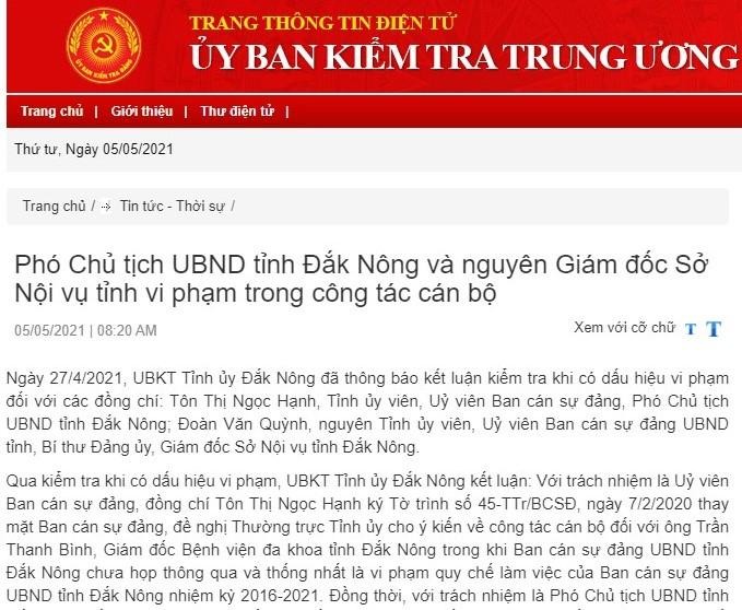 Đề nghị thi hành kỷ luật Phó Chủ tịch UBND tỉnh Đắk Nông ảnh 1