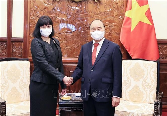 Chủ tịch nước Nguyễn Xuân Phúc tiếp các Đại sứ đến trình Quốc thư ảnh 1