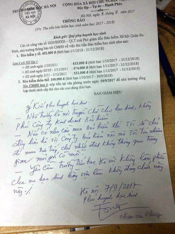 Vị phụ huynh "cứng" nói gì khi đối thoại với lãnh đạo trường Tiểu học Hà Nội? ảnh 1