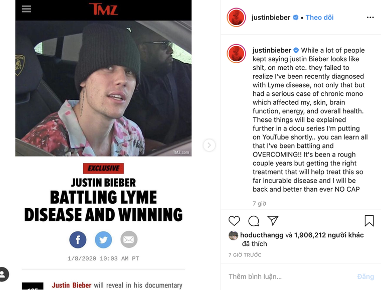 Justin tiết lộ đang chiến đấu với bệnh Lyme và bạch cầu ảnh 1