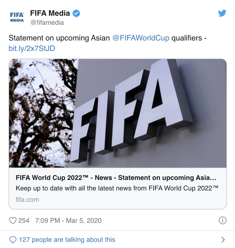 Vòng loại World Cup 2022 ở châu Á có thể hoãn do virus Corona ảnh 1