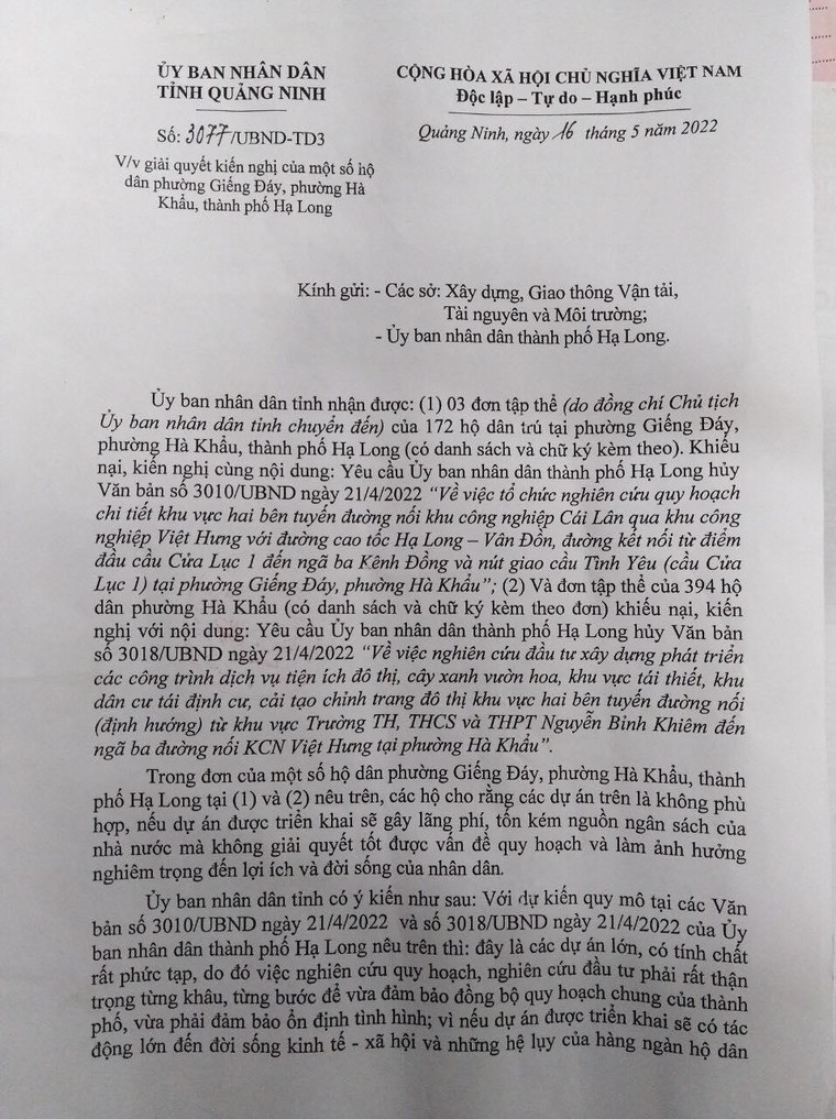 UBND TP Hạ Long nói ‘chỉ là hiểu lầm’, nhưng chưa thu hồi đề xuất quy hoạch trái lòng dân ảnh 2
