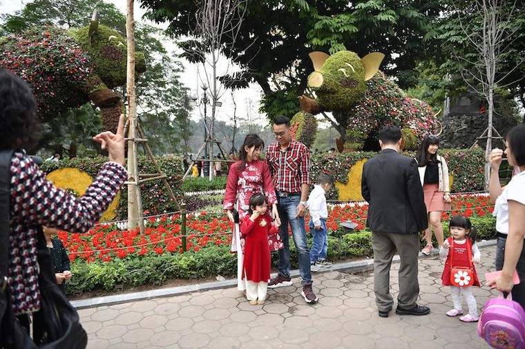 Người dân thích thú chụp ảnh với ‘chú heo vui vẻ’ làm bằng hoa lập thể khổng lồ ảnh 2