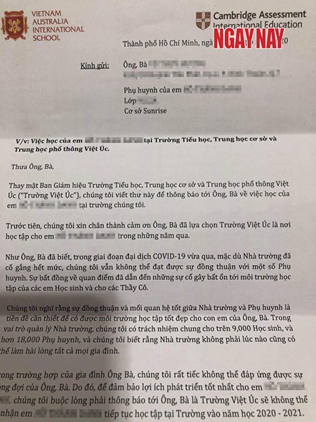Trường quốc tế Việt Úc (VAS) đuổi học sinh: Lãnh đạo Sở GD&ĐT TP.HCM im lặng ảnh 1