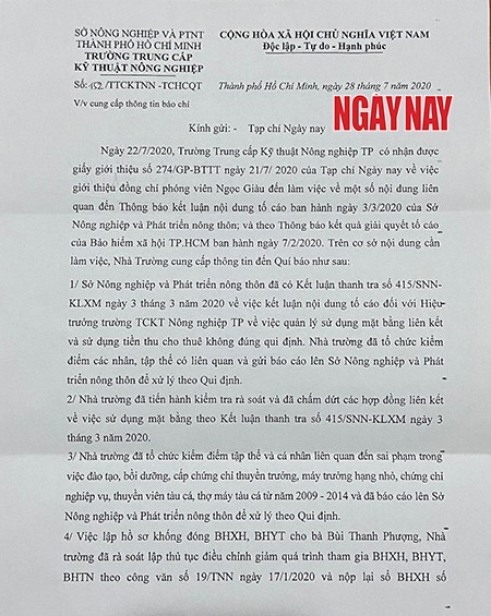 Vụ sai phạm tại Trường Trung cấp Kỹ thuật Nông nghiệp (TP.HCM): Đang xử lý hàng loạt sai phạm ảnh 1