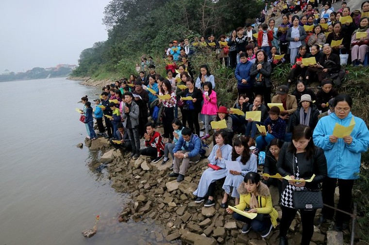 Nghìn người dự lễ phóng sinh gần 10 tấn cá xuống sông Hồng ảnh 8