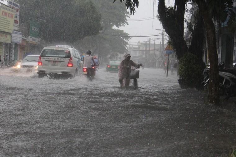 Dân Sài Gòn bì bõm lội nước sau mưa lớn ảnh 1