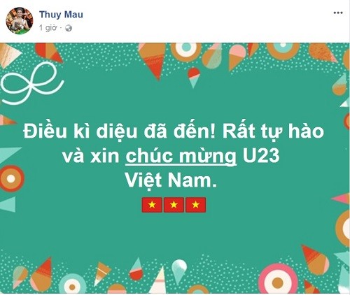 Công Vinh - Thủy Tiên và hàng loạt sao 'bùng nổ' cảm xúc sau chiến thắng của U23 Việt Nam ảnh 4