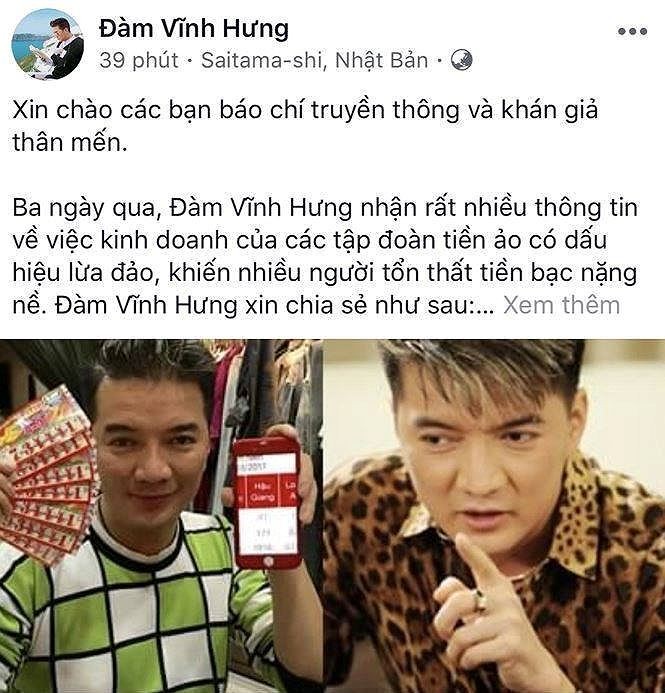 Đàm Vĩnh Hưng bức xúc vì 1 kẻ mượn danh rủ mọi người chơi tiền ảo ảnh 1