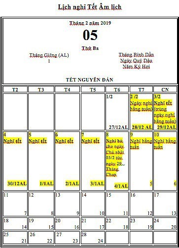 Lịch nghỉ Tết âm lịch 2019: Tổng LĐLĐ VN, VCCI chọn các phương án khác nhau ảnh 1