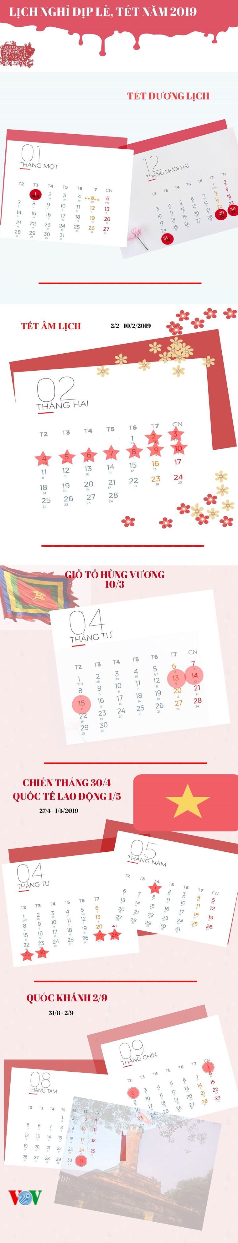 [Infographic] Lịch nghỉ các ngày lễ, tết năm 2019 ảnh 1