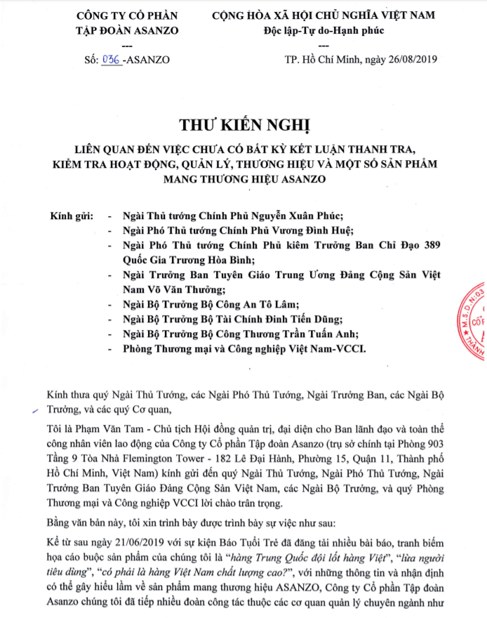 Asanzo kêu cứu lên Thủ tướng ảnh 1