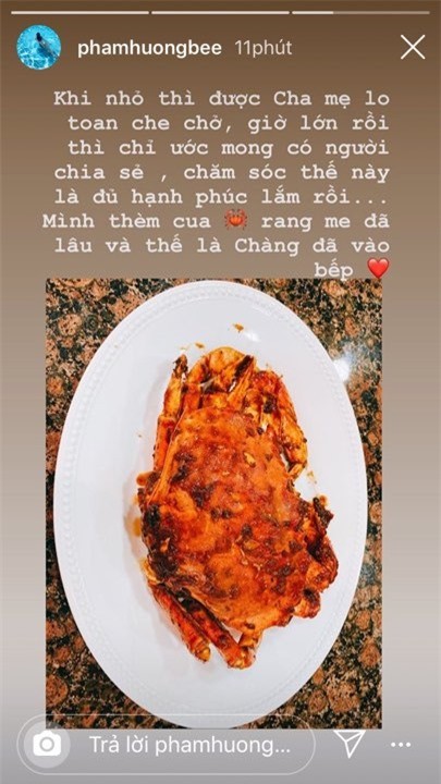 Phạm Hương tự hào khoe được vị hôn phu chăm sóc, tận tình vào bếp nấu ăn cho bạn gái ảnh 1