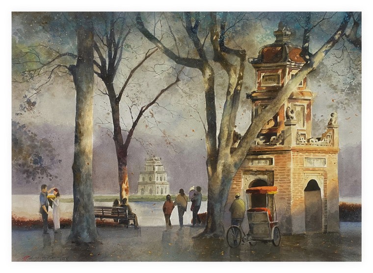 Yêu Hà Nội trong từng nét cọ vẽ ảnh 4