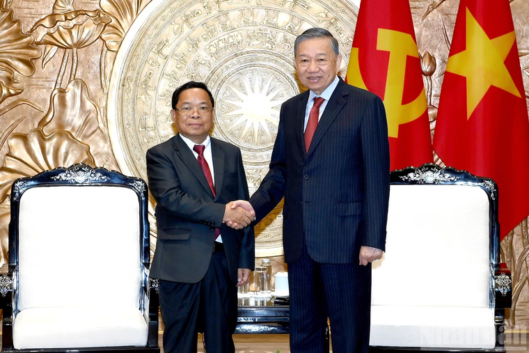 Tổng Bí thư, Chủ tịch nước Tô Lâm tiếp Phó Thủ tướng, Bộ trưởng Tư pháp Lào Khamphan Phommathat ảnh 1