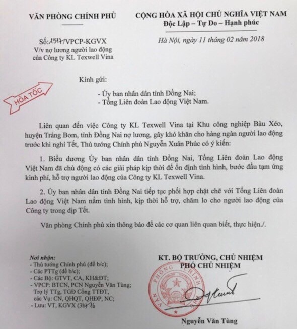  Thủ tướng chỉ đạo xử lý vụ DN nợ lương công nhân ảnh 1