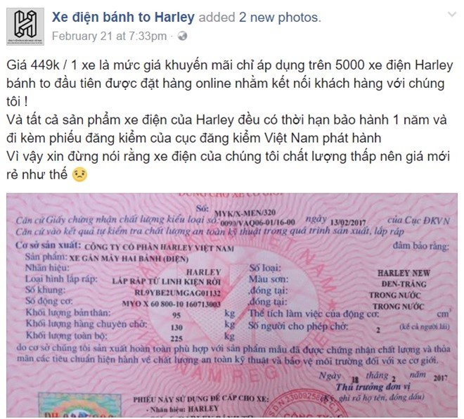 Chiêu bán xe điện bánh to 499.000 đồng/chiếc trên Facebook ảnh 1