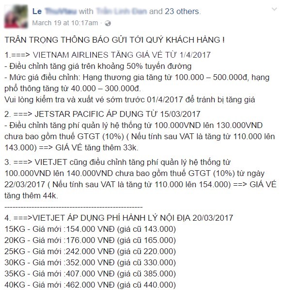 Các hãng hàng không âm thầm tăng giá vé, phí dịch vụ ảnh 1