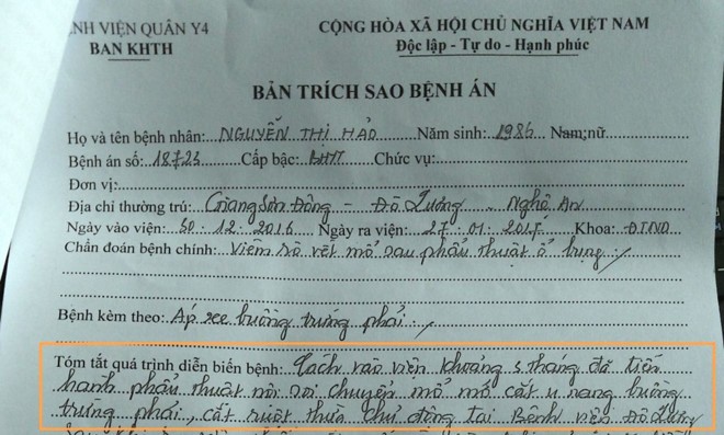 Mổ u nang buồng trứng, cắt nhầm ruột thừa ảnh 1