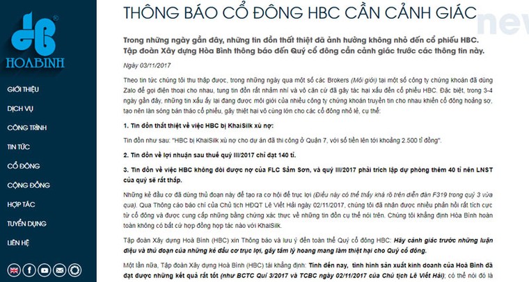 Tin đồn bị Khaisilk 'xù nợ' khiến HBC mất trắng 1,5 nghìn tỷ vốn hóa ảnh 1