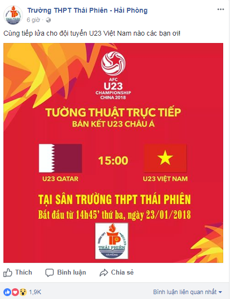 Học sinh một số trường được nghỉ học hoặc đến trường cổ vũ đội tuyển U23 Việt Nam ảnh 1