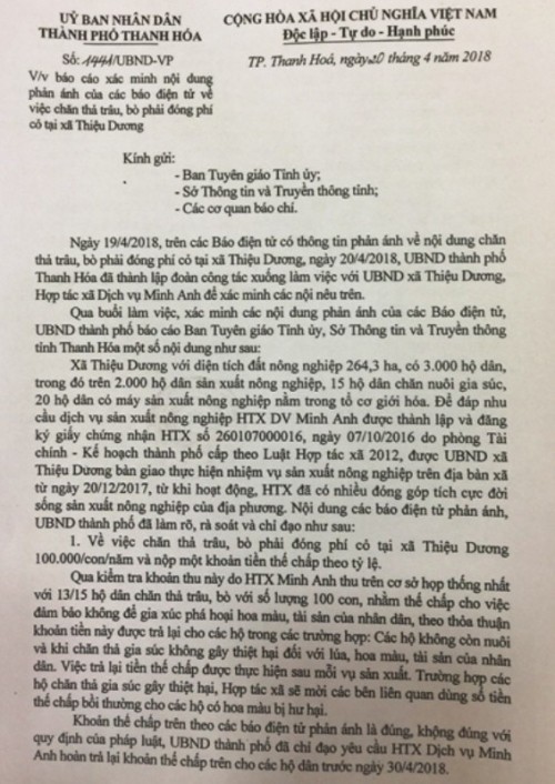Vụ đóng 'thuế' để chăn thả gia súc: Buộc hoàn trả khoản phí trái pháp luật cho người dân trước 30/4 ảnh 1