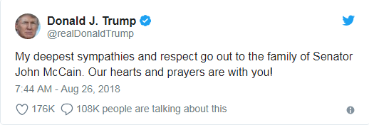 Tổng thống Trump không được mời dự lễ tang Thượng nghị sĩ McCain ảnh 1