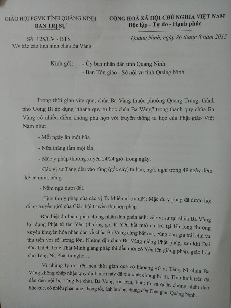 Chùa Ba Vàng bị cảnh báo về hoạt động từ 4 năm trước ảnh 1