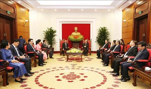 Thường trực Ban Bí thư Trần Quốc Vượng tiếp Chủ tịch Quốc hội Vương quốc Campuchia ảnh 1